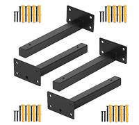 HSEAMALL Lot de 4 supports d'étagère résistants, supports d'étagère flottants 8 pouces, supports d'étagère murale industriels en métal, supports d'étagère noirs