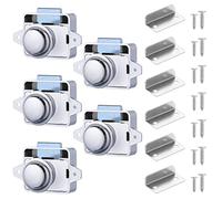 HSEAMALL Lot de 5 loquets à bouton poussoir, serrures de tiroir pour armoire, serrure à cliquet sans clé pour caravane, camping-car, van de camping, bateau, chromé