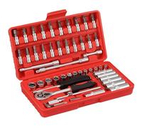 HSEAMALL Lot de 53 douilles professionnelles en acier au chrome vanadium avec clé à cliquet et embouts 1/4"