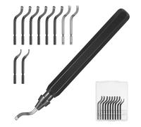 HSEAMALL Outil d'ébavurage avec 11 lames, kit d'outils d'ébavurage manuel pour acier, cuivre, aluminium et plastique, impression 3D métal (noir, 11 pièces)