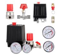 HSEAMALL Pressostat de compresseur 220 V avec manomètre, valve de régulation et soupape de sécurité, 175 PSI