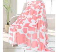 HSEEC Couverture Polaire légère à imprimé Vache Fraise Mignonne Rose - Couverture Confortable et Chaude en Peluche Mignonne pour Salon, canapé, Toutes Saisons - 127 x 152,4 cm