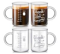 Hsei Lot de 4 gobelets gradués en verre borosilicate avec poignée « Thank You for Being Awesome », pour café, latte, thé, boisson, 450 ml