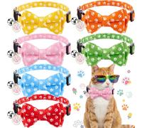 Hsei Lot de 6 colliers pour chat en vrac avec nœud papillon et clochette colorés réglables pour garçon, fille, chats, petits chiens, animaux de compagnie, cadeaux de fête