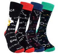HSELL Chaussettes Tendance, 4 Paires-Math & Einstein, Taille Unique Homme
