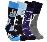 HSELL Chaussettes Tendance, 4 Paires-Requin, Taille Unique Homme