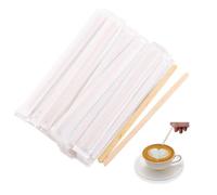 HsentimenH 300 Pièces Agitateurs de café en Bois 14cm, Emballées Individuellement dans du Papier, Cuillères à Café en Bois, bâtonnets d'agitateur de café biodégradables pour Le Café et Le Thé