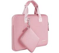 HSEOK Housse Élastique 15,6-16 pouces avec Petite Pochette Compatible MacBook Pro 16" M4/M3/M2/M1, Dell XPS 16 et la plupart des Ordinateurs Portables/Chromebooks/Tablettes 15,6"-16"，Rose
