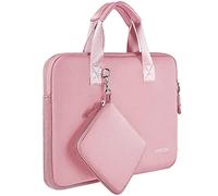 HSEOK Housse Élastique 15,6-16 pouces avec Petite Pochette Compatible MacBook Pro 16" M4/M3/M2/M1, Dell XPS 16 et la plupart des Ordinateurs Portables/Chromebooks/Tablettes 15,6"-16"，Rose