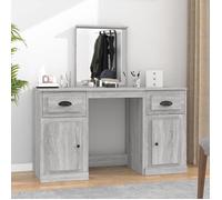 HSF®Coiffeuse avec miroir, placard de rangement sonoma gris 130x50x132,5cm Meuble de chambre/Table de cosmétique66693