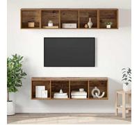 HSF®Ensemble meuble TV 4 pcs - Meuble de rangement TV - bois ancien 37x37x142.5cm kbq63113