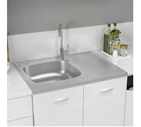 HSF®Jeu d'évier de cuisine - 1 bac - Résistance à la chaleur jusqu'à 280 ° C - et égouttoir argenté 800x600x155 mm inox cvk71653
