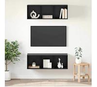 HSF®Meubles TV muraux 2 pcs - Meuble de rangement TV, Chêne noir 37x37x107cm kbq99381