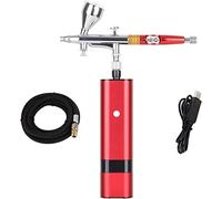 HSF Set aérographe Kit pistolet pulvérisateur d'air portable pour peinture tatouage Cake Decoration Model Nail Make-up Carspray Set aérographe (couleur : rouge, taille : B)