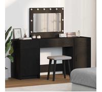 HSF®Table de maquillage/Coiffeuse, placard de rangement 3 pcs Noir 40x41x75cm Bois d'ingénierie Meuble de chambre/Table de cosmé