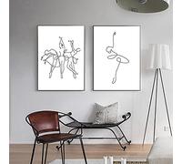 HSFFBHFBH Abstrait Ballet Filles Dessin Au Trait Mur Art Affiche Et Impression Ballerine Danse Toile Peinture Minimaliste Image Décor À La Maison 60x80cm (24x31in) x2pcs Sans Cadre