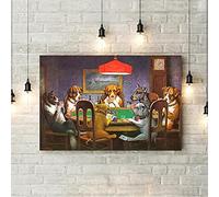 HSFFBHFBH Chiens jouant au poker drôle cool chien carlin toile peinture mur art nordique affiches et impressions photos pour salon décor 40x60 cm (16x24 pouces) sans cadre