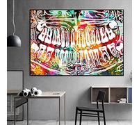 HSFFBHFBH Peinture sur toile de dent colorée, dentisterie médicale moderne, affiche d'art mural et impressions, image abstraite, décoration d'intérieur, 60x80cm (24x31 pouces) avec cadre noir