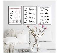 HSFFBHFBH Peinture sur Toile Extensions de Cils Guide du Technicien Affiches et Cils imprimés pour décor de Salon Wall Art Picture 30x40cm (12x16 Pouces) x3 sans Cadre
