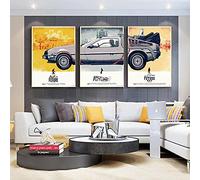 HSFFBHFBH Retour vers le futur voiture affiche Art peintures toile affiche impression classique film photos décor à la maison garçon enfant cadeau 60x80cm (24x31in) x3pcs sans cadre