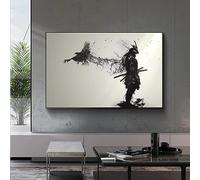 HSFFBHFBH Samouraï japonais homme guerrier avec un corbeau volant Art affiche imprime toile peinture mur Art photo pour chambre décor à la maison 70x90cm (28x35 pouces) sans cadre