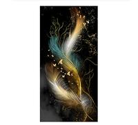 HSFFBHFBH Tableau d'art mural - plumes sur fond noir sur toile impression peinture affiche nordique pour salon décoration de la maison 60x120cm (24''x47'') sans cadre