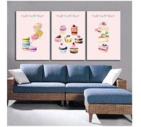 HSFFBHFBH Toile Mur Art Imprimer Pâtisserie Mignon Gâteaux et Pâtisseries Cuisson Dessert Peinture Affiche Décoration Peinture 60x80 cm (23.6"x31.5) x3 sans Cadre