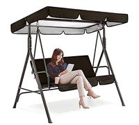 HSGAV Toit de Rechange pour Balancelle Canopée, Pare-Soleil étanche 2 et 3 Places Swing Couverture Supérieure de Remplacement pour Jardin Extérieur Balançoire Banc Patio,Noir,190 * 132 * 15cm