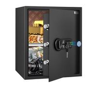 HSGCJS Grand coffre-fort pour empreintes digitales - 0,5 m³, boîte biométrique à empreintes digitales avec clavier numérique, coffre-fort de sécurité avec lumière à induction et cuir, tirelire pour