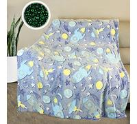 HSGLGNA Couverture pour Enfants, Rocket Blimp Douce et Chaude Qui Brille dans Le Noir, 150x200 cm, Moelleuse et Lumineuse pour Filles et Garçons