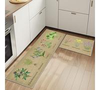 HSGLGNA Lot de 2 Tapis de Sol Anti-Fatigue pour décoration de la Maison et du Bureau - Imperméables, antidérapants et Confortables (Motif Floral C, 43x75+43x150cm)