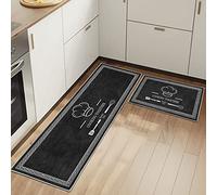 HSGLGNA Lot de 2 tapis de sol anti-fatigue pour décoration de la maison et du bureau - Imperméables, antidérapants et confortables (Ustensiles de Cuisine A, 40x60+40x120cm)
