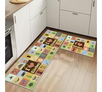 HSGLGNA Lot de 2 Tapis de Sol Anti-Fatigue pour décoration de la Maison et du Bureau - Imperméables, antidérapants et Confortables (Ustensiles de Cuisine D, 43x75+43x150cm)