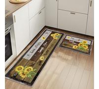 HSGLGNA Lot de 2 Tapis de Sol Anti-Fatigue pour décoration de la Maison et du Bureau - Imperméables, antidérapants et Confortables (Tournesol, 43x75+43x150cm)
