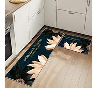 HSGLGNA Lot de 2 Tapis de Sol Anti-Fatigue pour décoration de la Maison et du Bureau - Imperméables, antidérapants et Confortables (Floral A, 40x60+40x120cm)