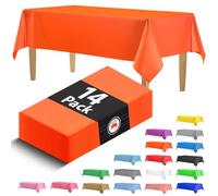HSGUS - Lot de 14 nappes en Plastique Orange - 137,2 x 274,3 cm - Nappe rectangulaire jetable en Plastique jetable pour fête, Mariage