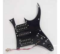 HSH Pickguard pré-câblé pour guitare électrique Ibanez RG, Alnico 5 micro à bobine simple et humbuckers avec fente de bobine, avec interrupteur muet (noir)