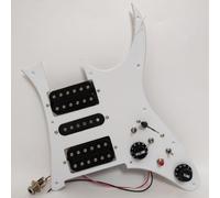 HSH Pickguard pré-câblé pour guitare électrique Ibanez RG, Alnico 5 micros à bobine simple et Humbuckers avec fente de bobine, avec interrupteur muet (blanc)