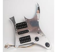 HSH Pickguard pré-câblé pour guitare électrique Ibanez RG, micros Alnico 5 Single Coil et Humbuckers avec fente de bobine, avec interrupteur muet (miroir argenté)