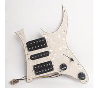 HSH Pickguard pré-câblé pour guitare électrique Ibanez RG, micros Alnico 5 Single Coil et Humbuckers avec division de bobine, avec interrupteur muet (perle jaune clair)