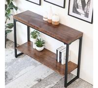HSHBGS Table d'Entrée, Table de Salon Fine à 2 Niveaux, Table Console Industrielle, for entrée, Couloir, Salon, Foyer, Couloir, Marron Rustique(2-Tier,120x30x85cm)