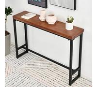HSHBGS Table d'Entrée, Table de Salon Fine à 2 Niveaux, Table Console Industrielle, for entrée, Couloir, Salon, Foyer, Couloir, Marron Rustique(1-Tier,140x30x85cm)