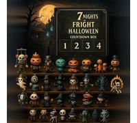 HshDUti 31 Nights of Fright - Boîte de compte à rebours d'Halloween avec figurines, calendrier de l'Avent 2025, figurines d'horreur à collectionner, poupées effrayantes, breloques à suspendre et mini