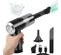 HshDUti Aspirateur à main sans fil pour voiture - Mini aspirateur de voiture 2 en 1 - 120 W - Rechargeable - Portable - Léger pour le bureau, la maison, la cuisine, le refuge - Batterie noire