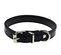 HshDUti Collier pour chien en cuir synthétique - Réglable - Couleur unie - Pour chiens de petite, moyenne et grande taille - Noir - Taille M