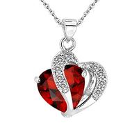 HshDUti Colliers pour femme avec pendentif en forme de cœur en oxyde de zirconium - Cadeau pour maman, elle, épouse, petite amie, anniversaire, fête des mères, Noël, Saint-Valentin - Rouge