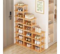 HshDUti Étagère à chaussures verticale amovible en bois de bambou, étagère à chaussures étroite, étagère d'angle peu encombrante, rangement à chaussures classique, mince pour entrée, assemblage sans