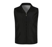 HshDUti Gilet de travail unisexe sans manches avec doublure en maille pour homme et femme, coupe ajustée, gilet de travail avec pattes à fermeture éclair pour femme, noir, taille L