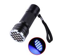 HshDUti Lampe de poche UV - 21 LED - 395 nm - Détecteur de lumière noire pour urine d'animaux domestiques, taches, punaises de lit sur tapis ou sol, faux billets de banque et plus encore - Noir