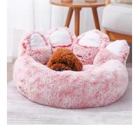 HshDUti Lit Calmant pour Petits Chiens, Lit Calmant en Forme de Patte pour Chien et Chat, Lit Rond Anti-Anxiété en Forme de Beignet Câlin Chauffant Douillet et Doux, Lit pour Chiot Animal de Compagnie